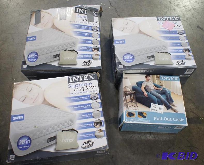 lot 12 image: Intex Queen Air Beds (4) total. Ple...
