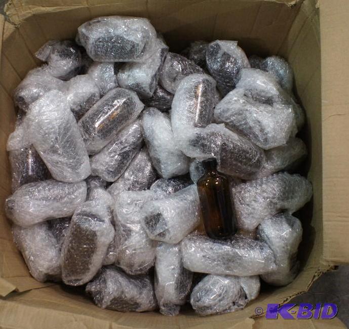lot 21 image: Brown Glass Bottles  10oz. Approxi...