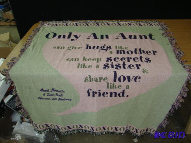 lot 18 image: Throw Blanket, random names in lowe...