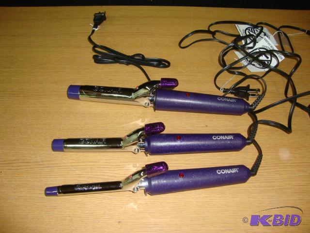 lot 23 image: Conair Curling Irons, set of 3, pow...