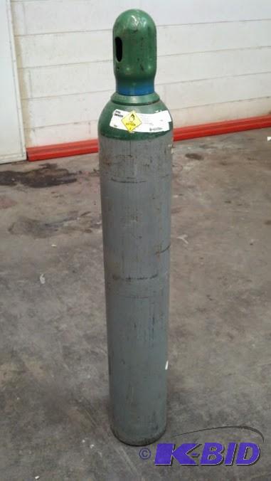 Grey and green top 225 lb O2  welding tank