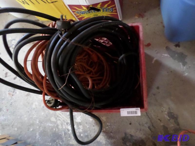 lot 101 image: crate full of extension cords...