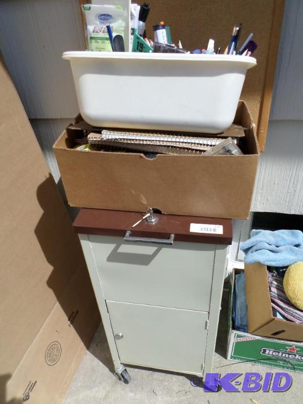 lot 114 image: cabinetsafe with keys on wheels, b...