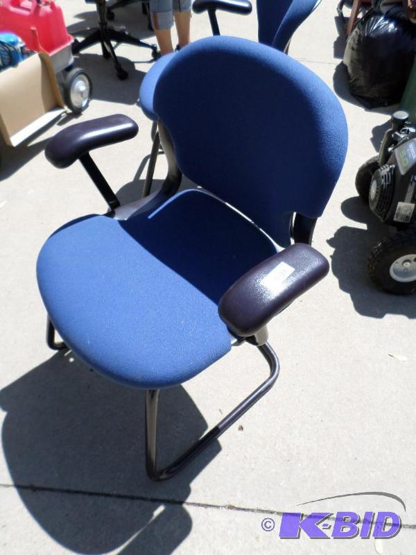 lot 138 image: two blue chairs...