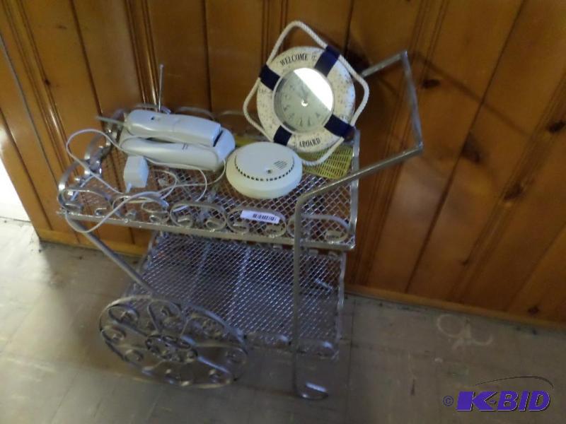 lot 49 image: Metal dcor cart, Welcome aboard clo...
