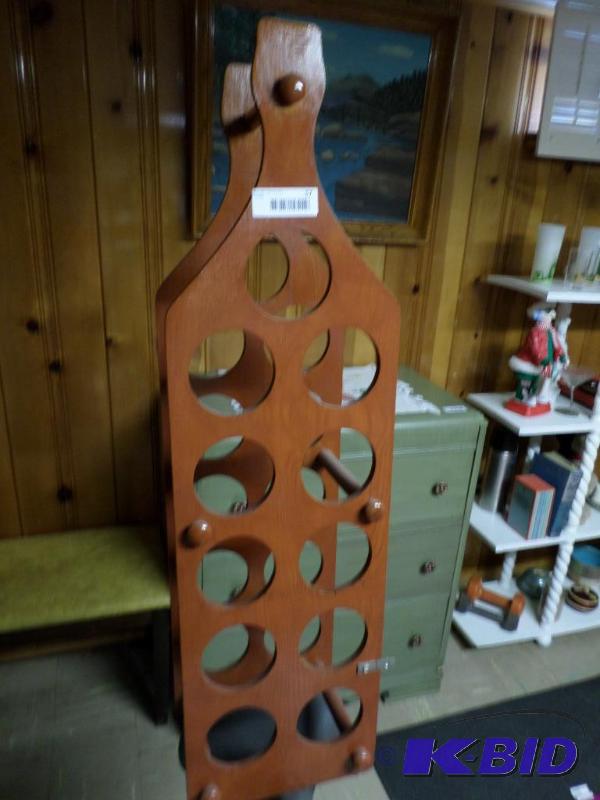 lot 57 image: Wood wine rack and bench...