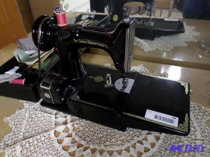 lot 68 image: singer-sewing machine, thread needl...