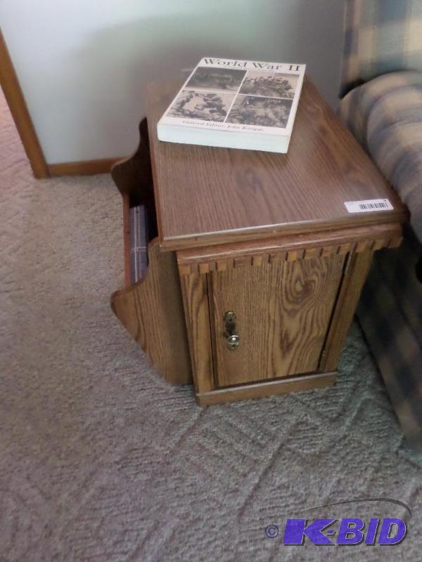 lot 9 image: end table with World War II Encyclo...