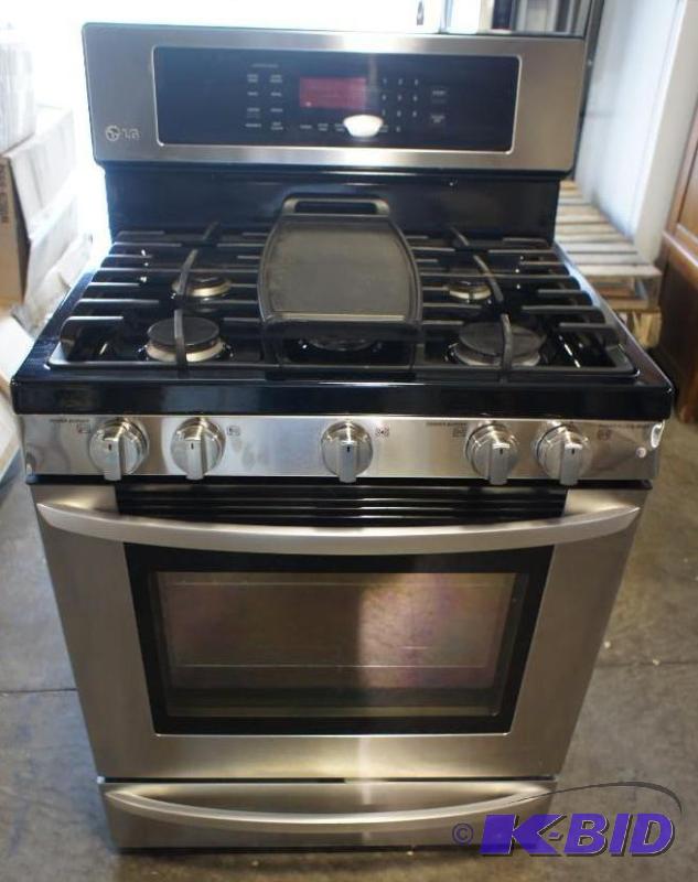 lot 3 image: LG Stove Model # (LRG3095ST) Gas Ra...