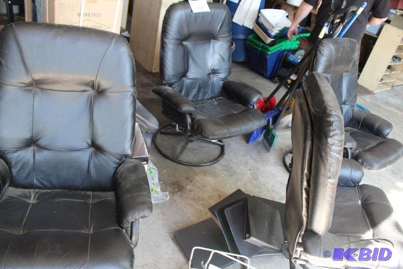 lot 105 image: Lot of (4) Swivel, Leather Chairs, ...