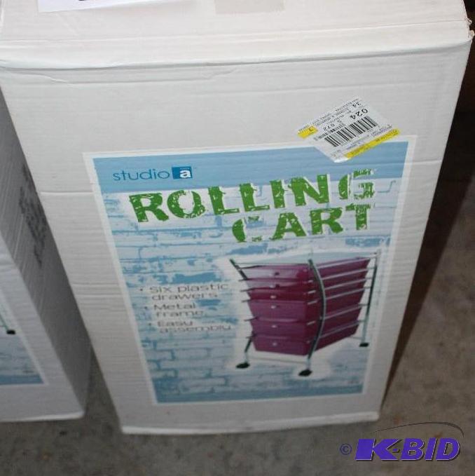 lot 128 image: Rolling Cart Assembly, 6-Drawer, Ne...