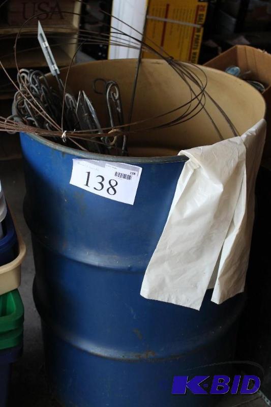 lot 138 image: Lot of Metal Barrel and Contents...