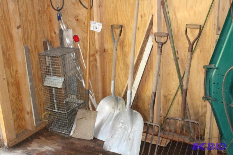 lot 191 image: Lot of (1) Trap, (3) Shovels, (2) P...