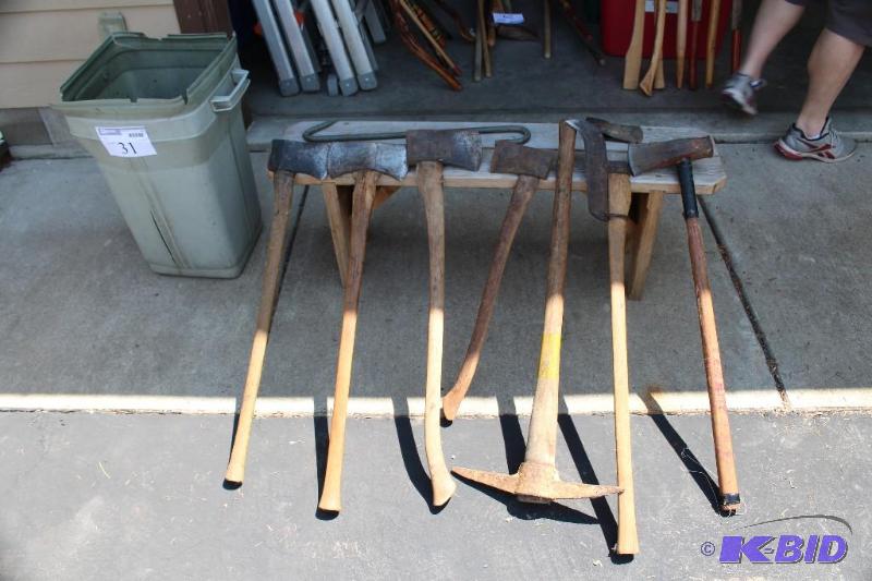 lot 31 image: Lot of (1) Double Headed Axe, (4) A...