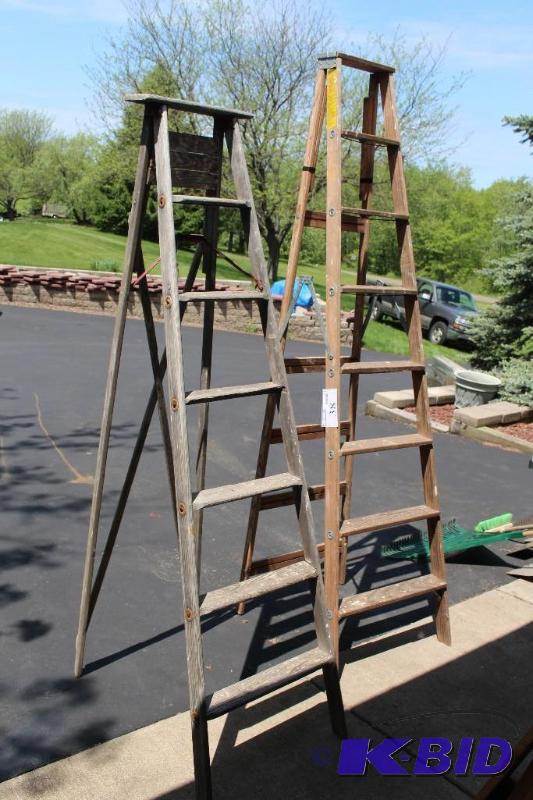 lot 38 image: Lot of (2) Wooden Ladders, includin...