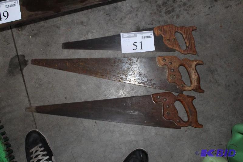 lot 51 image: Lot of (3) Hand Saws, (2) 29" ...