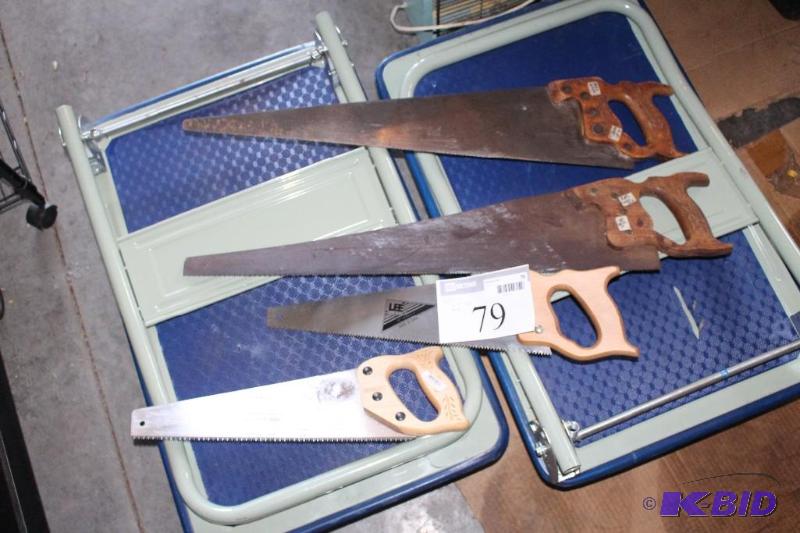 lot 79 image: Lot of (4) Hand Saws, (1) 16" ...