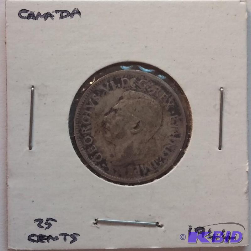 lot 101 image: 1944 Canada Quarter Silver...