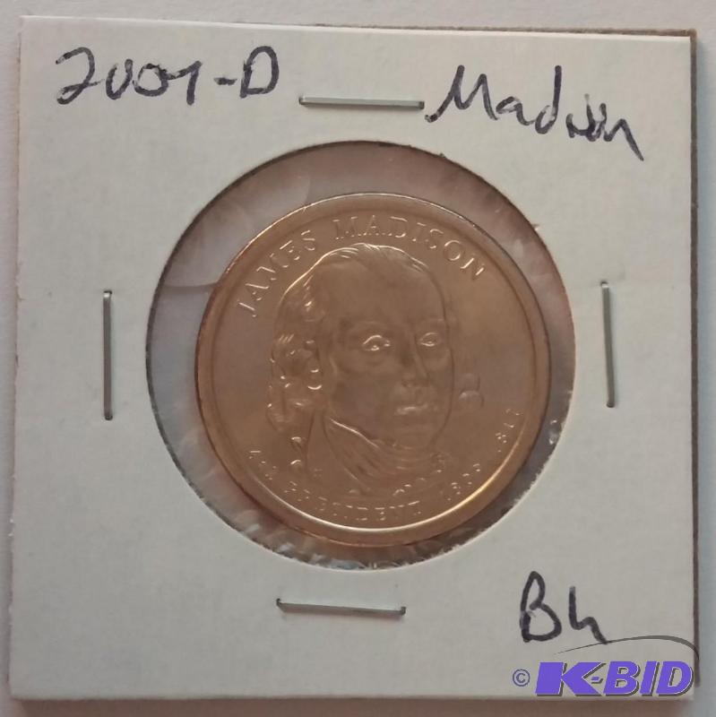 lot 102 image: 2007-D Madison One Dollar Coin BU...