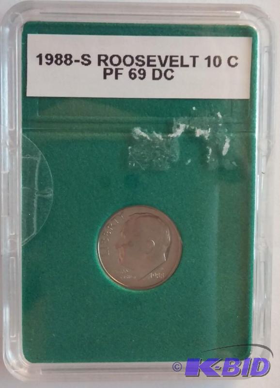 lot 105 image: 1988-S Roosevelt Dime Ten Cent Coin...