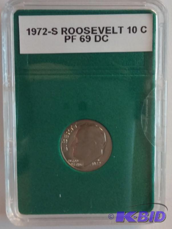 lot 106 image: 1972-S Roosevelt Dime Ten Cent Coin...