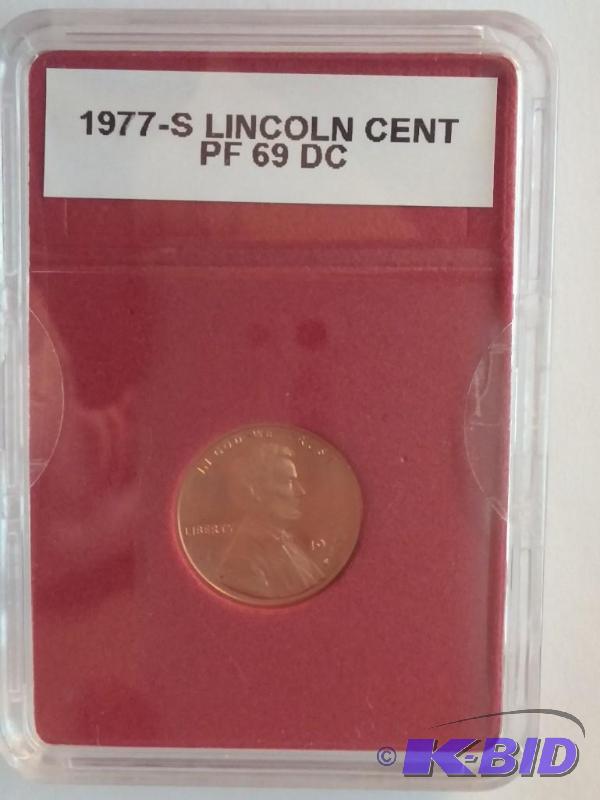 lot 111 image: 1977-S Lincoln One Cent CoinPF 69 D...