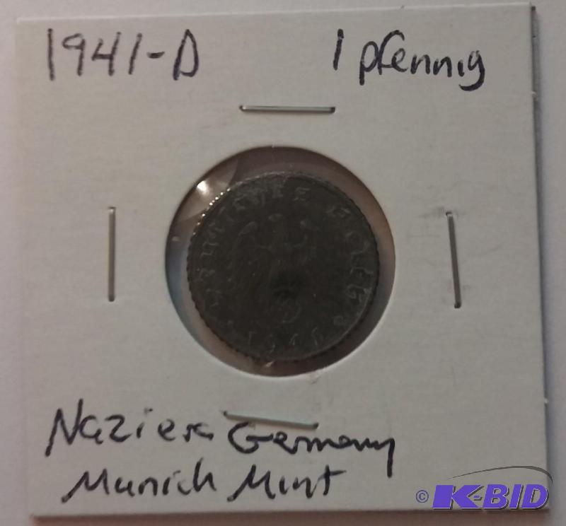 lot 123 image: 1941-D 1 Pfennig Germany Munich Min...