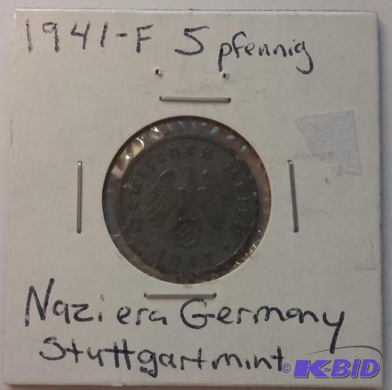 lot 125 image: 1941-F 5 Pfennig Germany Stuttgart ...