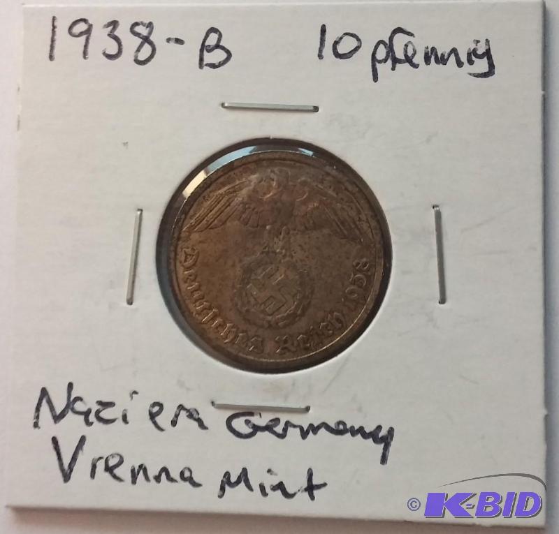 lot 126 image: 1938-B 10 Pfennig Germany Vienne Mi...