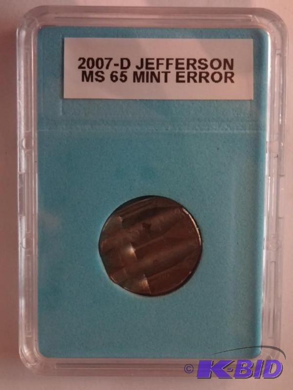 lot 128 image: 2007-D Jefferson Nickel five cent c...
