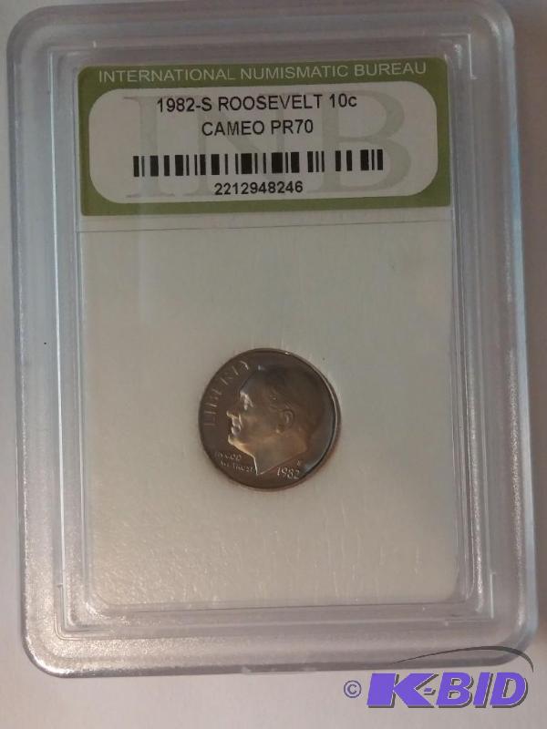 lot 130 image: 1982-S Roosevelt Ten Cent Cent PR70...