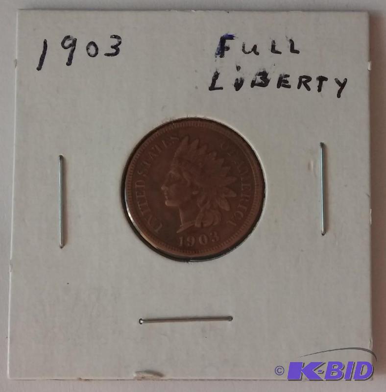 lot 131 image: 1903 Full Liberty Indian Head Cent ...