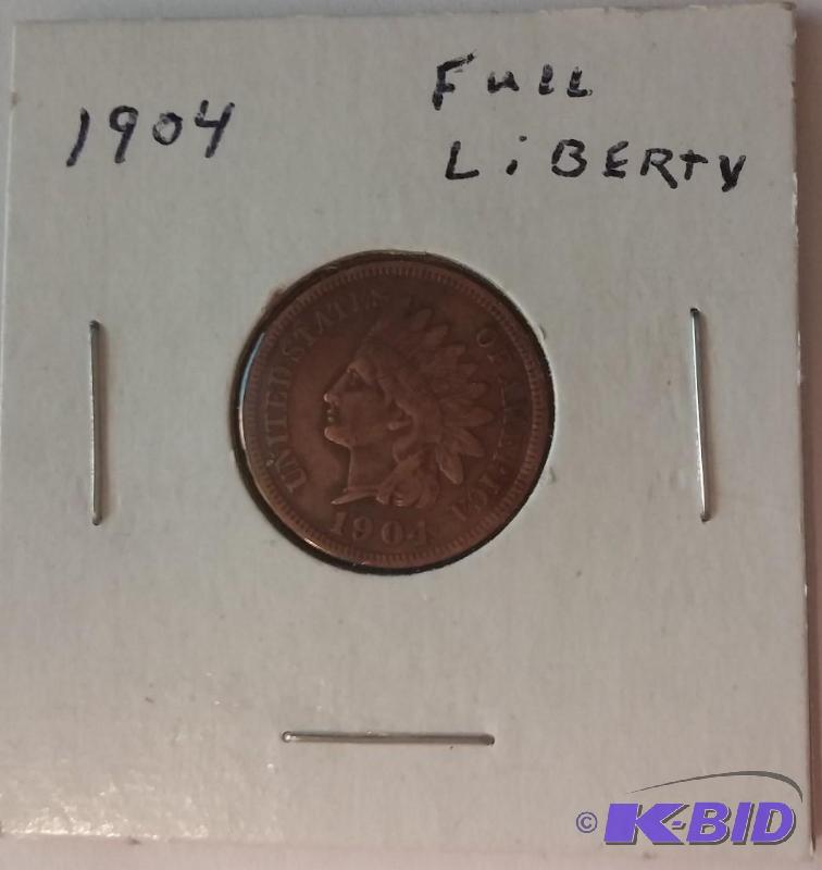 lot 132 image: 1904 Full Liberty Indian Head Cent ...