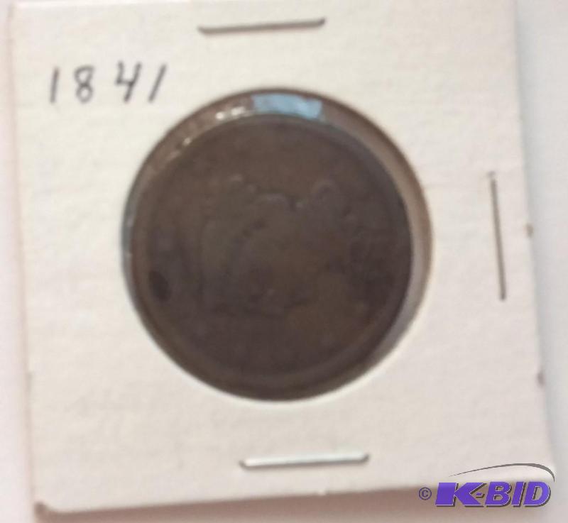 lot 140 image: 1841 One Cent Large Cent Coin...