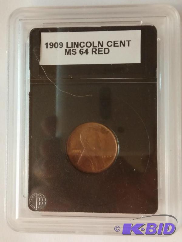 lot 143 image: 1909 Lincoln Wheat cent One Cent Co...