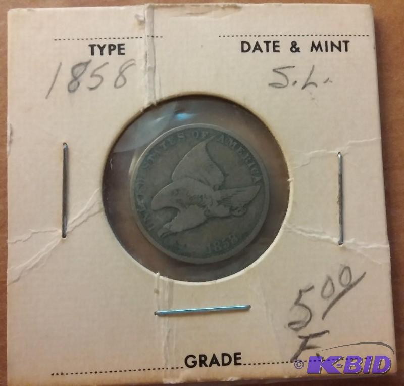 lot 4 image: 1858 Flying Eagle one Cent Small Le...