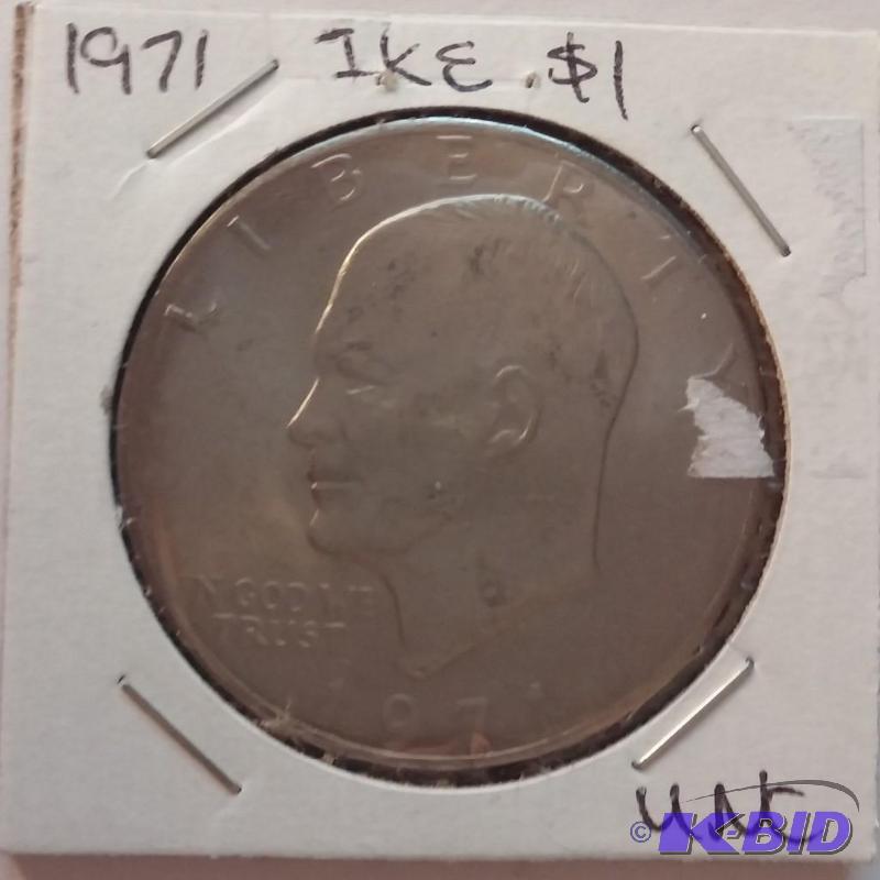 lot 60 image: 1971 D Ike One Dollar Coin UNC...