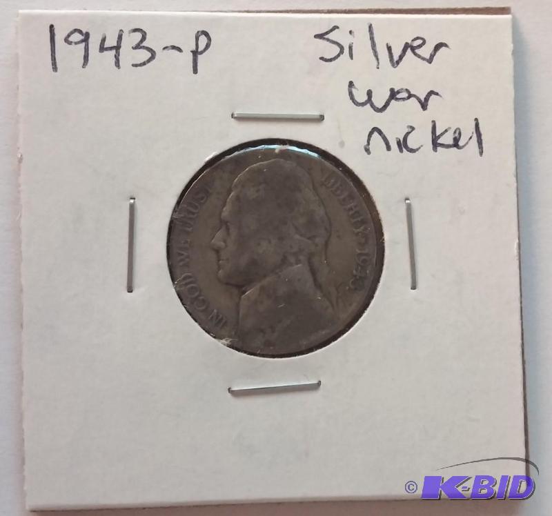 lot 81 image: 1943-P Silver War Nickel Five Cent ...
