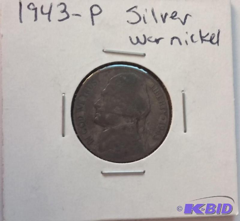 lot 89 image: 1943-P Silver War Nickel Five Cent ...