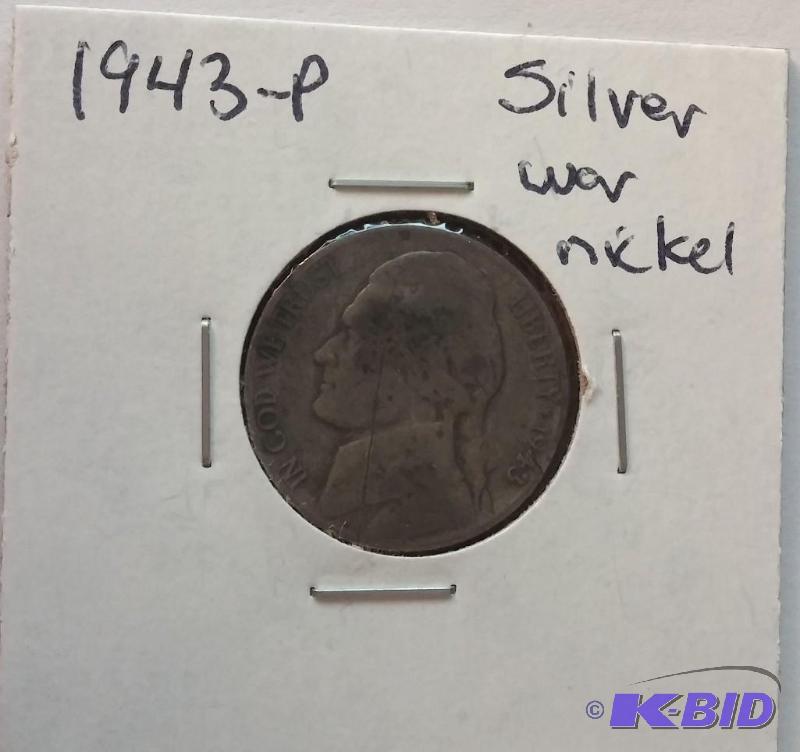 lot 90 image: 1943-P Silver War Nickel Five Cent ...