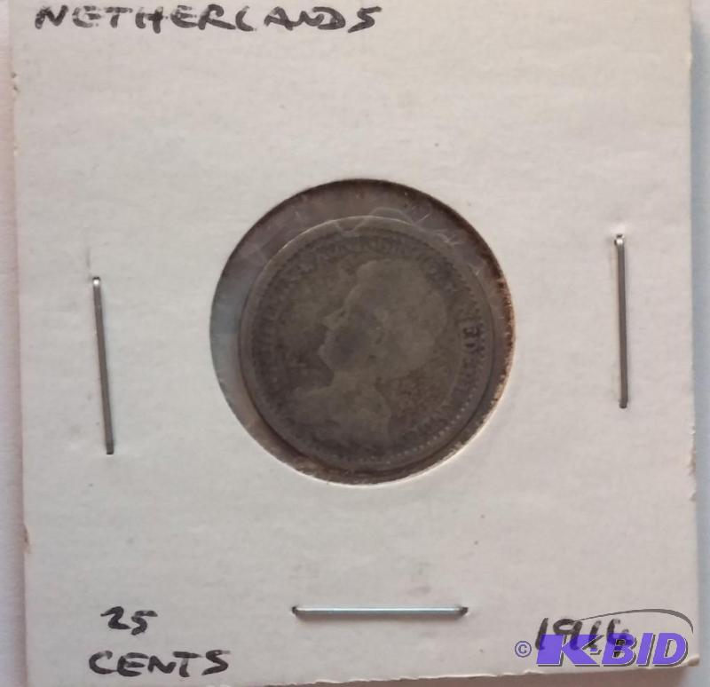 lot 96 image: 1914 Netherlands Quarter Silver...