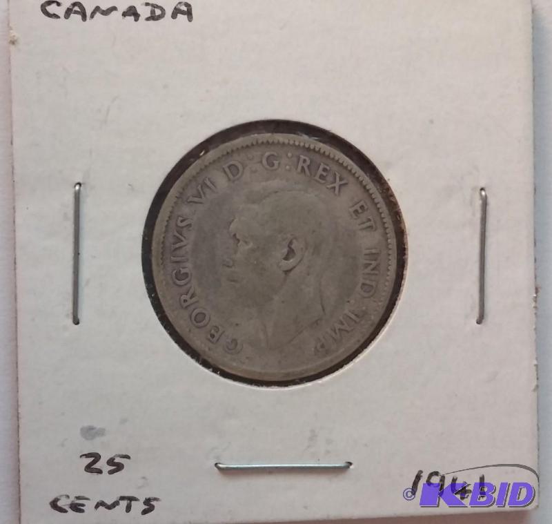 lot 98 image: 1941 Canada Quarter Silver...