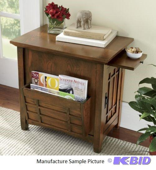 Oak Finish Mission Magazine Table -...