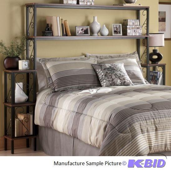 Black Scroll Headboard with Storage...