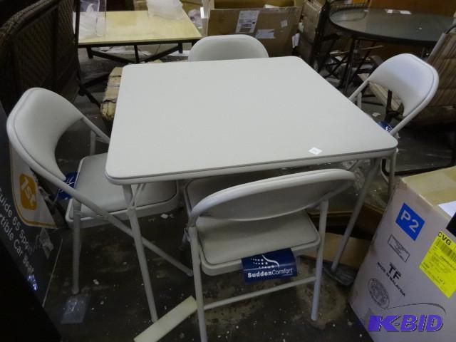 lot 114 image: Folding card table with 4 chairs...