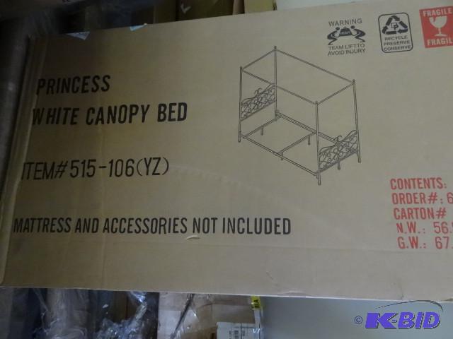 lot 16 image: Princess white canopy bed. 515-106(...