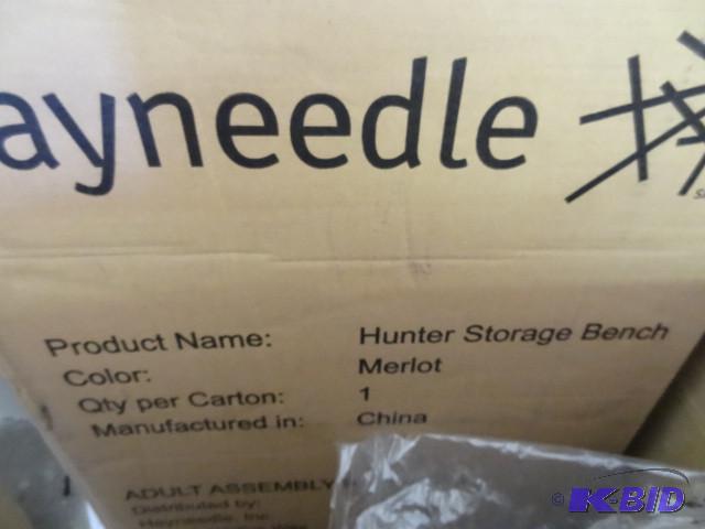 lot 164 image: Hunter storage bench. Merlot. Hay n...