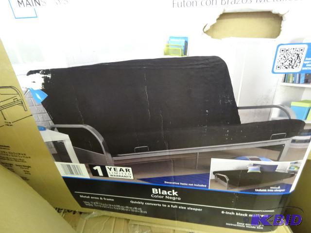 lot 182 image: Metal arm futon black...