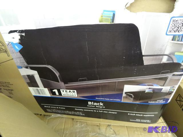 lot 183 image: Metal arm futon black...