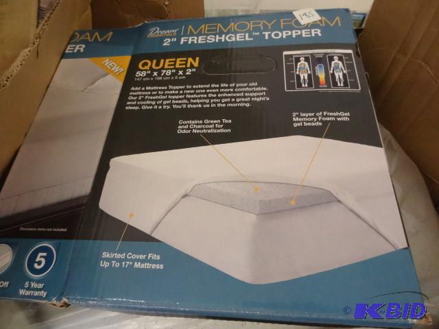lot 185 image: Memory foam 2" fresh gel toppe...